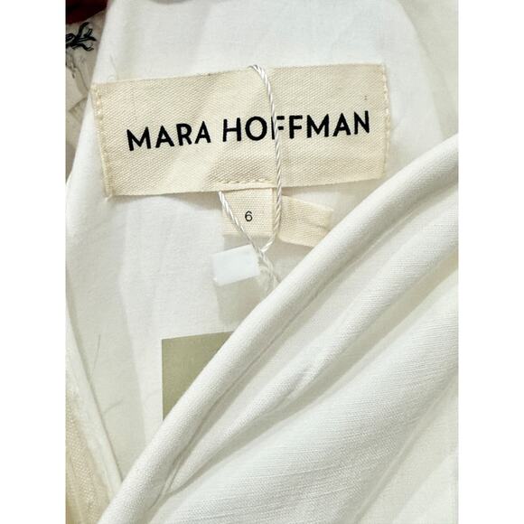 Mara Hoffman Leonara Linen Blend Off-the-Shoulder A-Line Midi Dress White Small - Picture 5 of 6